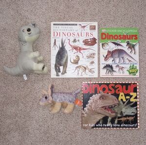 Dinosaur Plushies And Books Bundle